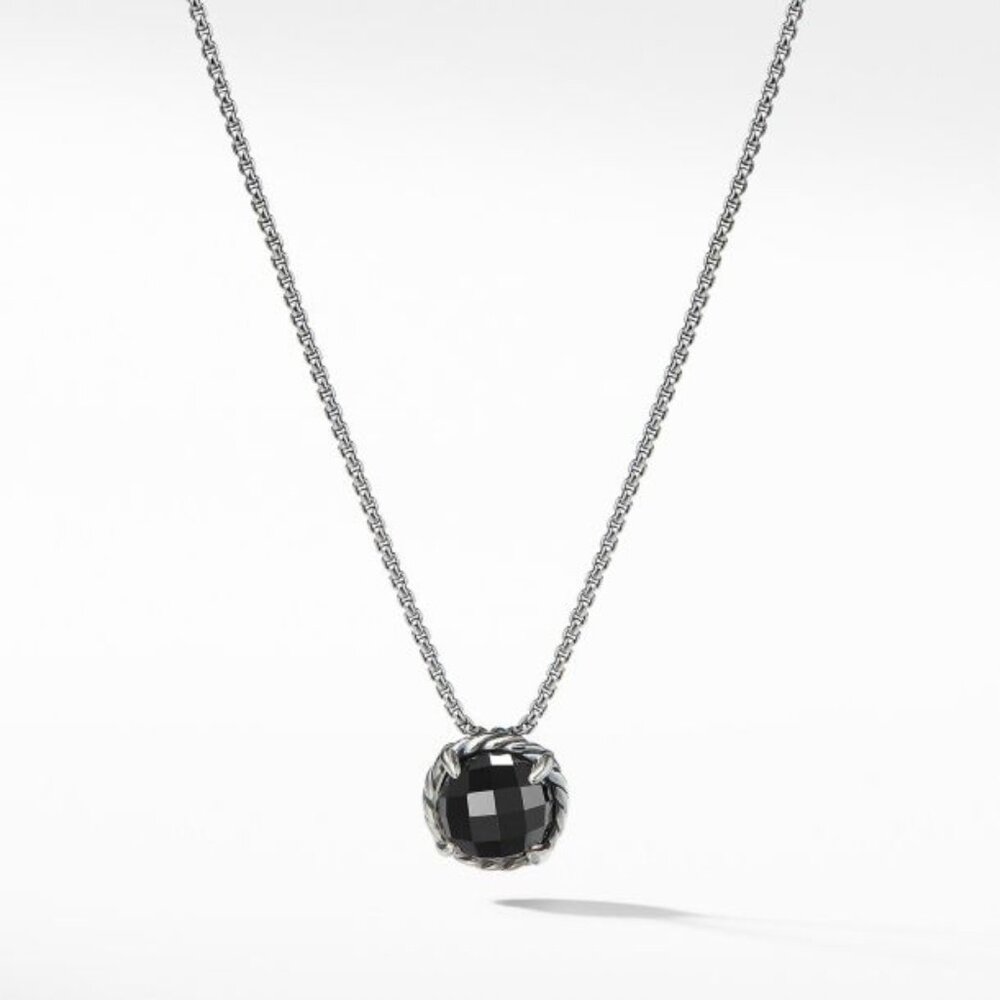 Woman's David Yurman S/S Black Onyx 8mm Petite Châtelaine Pendant Necklace